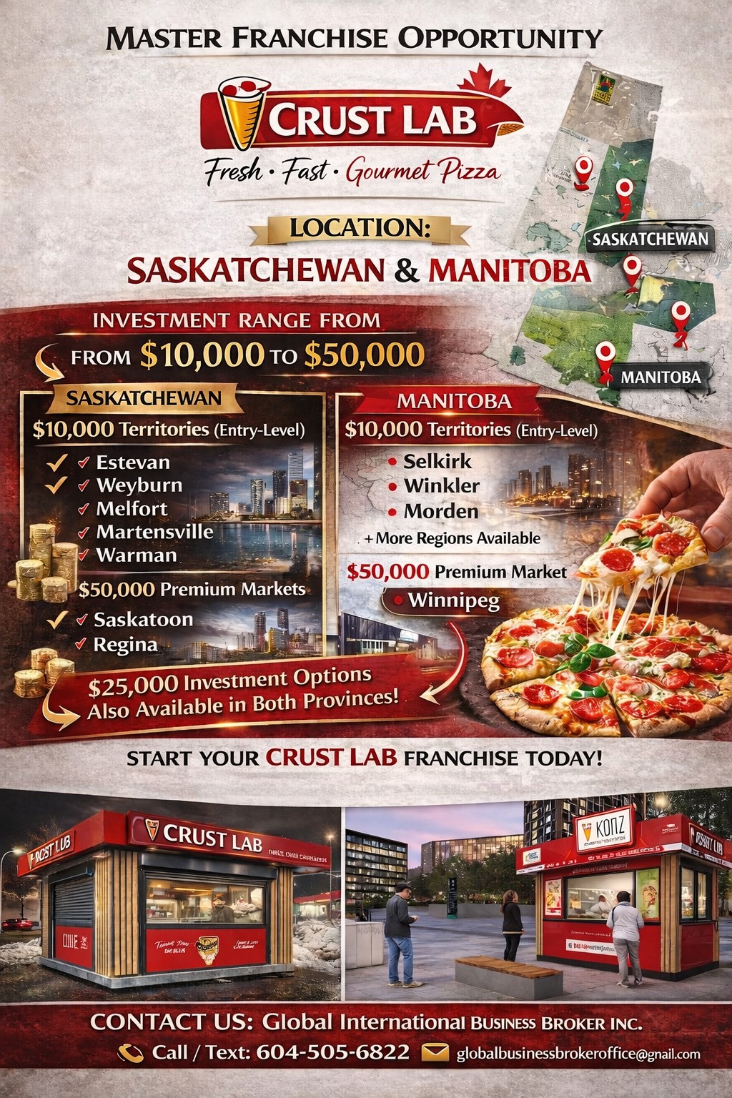 Crust Lab Master Franchise Territories in Saskatchewan and Manitoba